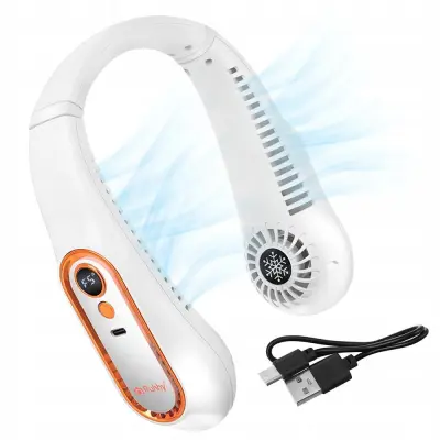 Prenosni aku. 1200mAh vratni ventilator USB LCD 360° bel