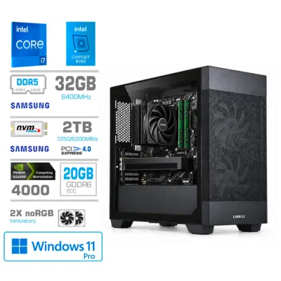 Računalnik MEGA MT S7X i7-14700KF/RTX4000/32GB-DDR5/2TB/750W/Win11Pro/črna