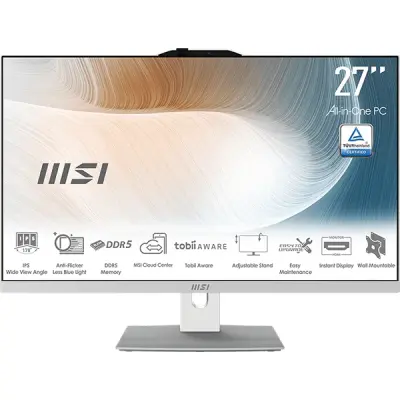 Vse-v-enem računalnik  MSI Modern AM272P 1M-1294XEU 69 cm (27"), 1920x1080, IPS, Core 5 120U, 16 GB RAM, 512 GB SSD, W11P, bel
