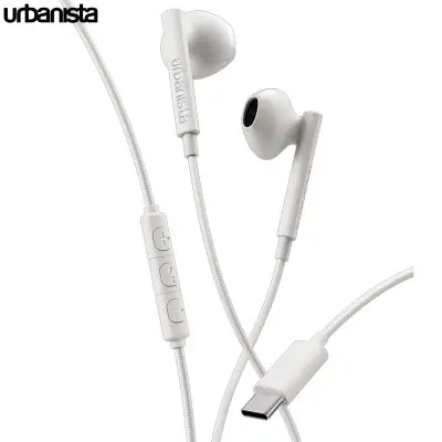 Žične ušesne slušalke URBANISTA SAN FRANCISCO 2, USB-C, 120 cm kabel, bele (Cloud White)