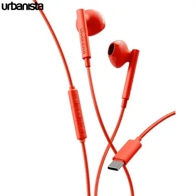Žične ušesne slušalke URBANISTA SAN FRANCISCO 2, USB-C, 120 cm kabel, oranžne (Poppy Orange)