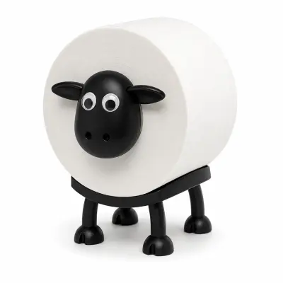 Držalo za rezervne rolice toaletnega papirja v obliki ovce, brez vrtanja, ABS, 16 × 9,5 × 8,5 cm | ROLLSHEEP