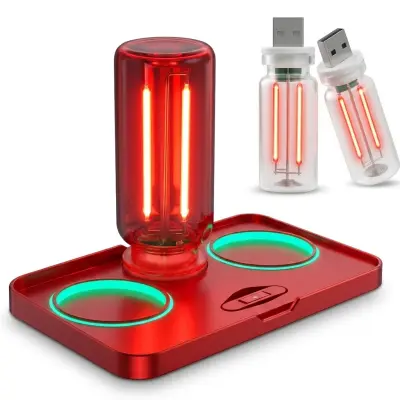 Retro USB nočna lučka zatemnitev na dotik, 3 stopnje svetlosti, Edison žarnica z volframovo nitko, 5 V, modra ali rdeča | CARBULB Rdeča