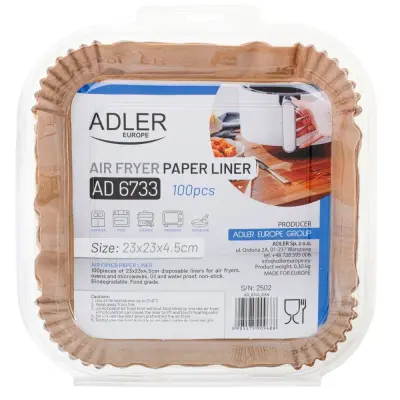 Peki papirna posoda ADLER AD 6733, 23cm, 100kos