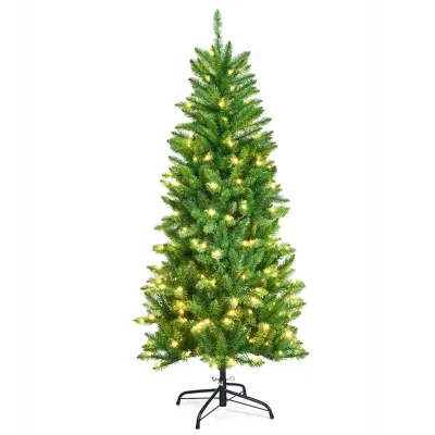 UMETNO BOŽIČNO DREVO Z OZKIMI LED STOJALOM 150CM