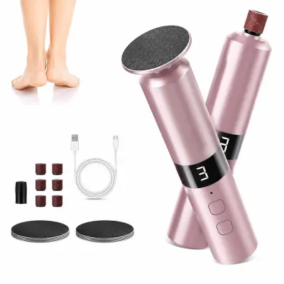 Polnilna električna pila za odstranjevanje otiščancev na stopalih z 10 brusilnimi glavami - 1800 mAh Pink