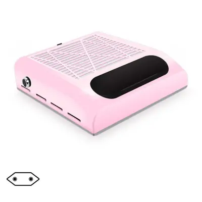 80W Nastavljiv zbiralnik prahu za nohte - EU vtič, močan sesalnik za manikuro Pink