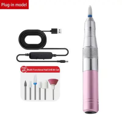 USB brusilnik za nohte s 7 nastavki in nastavkom za kurja očesa Pink
