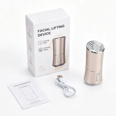 Domači masažer obraza z EMS mikrotokom, toploto in LED-lučjo Champagne