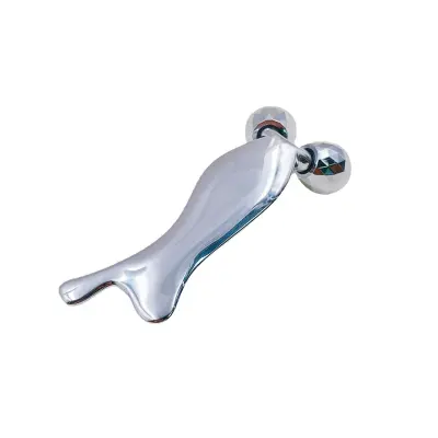 Kovinsko gua sha orodje z dvema kroglicama in valjčkoma Silver