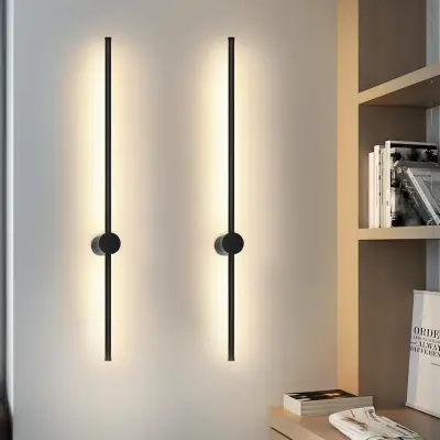 NETTLIFE 2 črni LED notranji stenski svetilki 60 cm 3000K posredna moderna stenska osvetlitev 90° nastavljiva