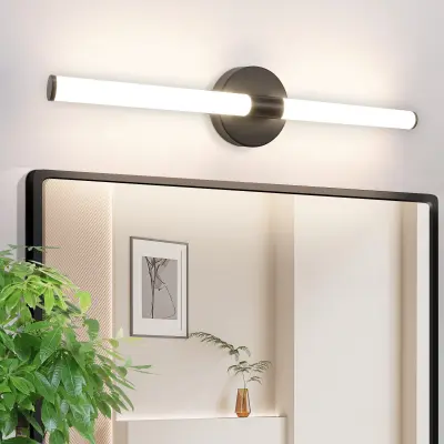 NETTLIFE črna kopalniška LED stenska svetilka 60 cm, 8 W, 4000 K, vodoodporna IP44