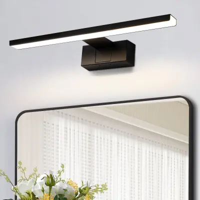 NETTLIFE črna sodobna LED svetilka za kopalniško ogledalo ali omaro, 30 × 5,1 × 12,8 cm, največ 6 W, 4000 K, IP44