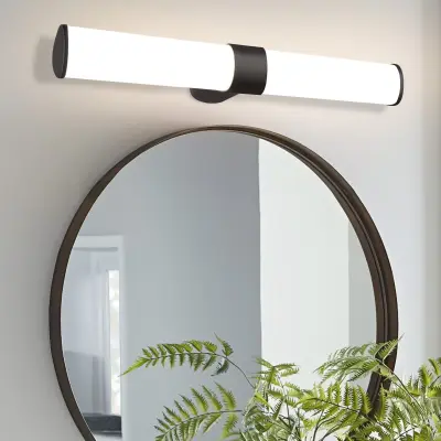 NETTLIFE črna LED svetilka za ogledalo, 8 W, 4000 K, nevtralno bela, vodoodporna IP44