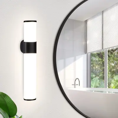 NETTLIFE črna sodobna kopalniška LED svetilka za ogledalo 30 cm, 6 W, 4000 K, nevtralno bela, vodoodporna IP44