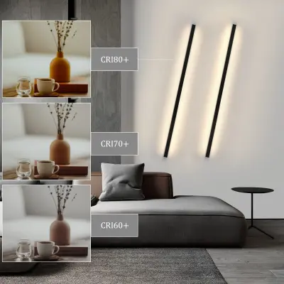 NETTLIFE 2 LED stenski svetilki, 100 cm notranja stenska svetilka, črna, moderna oblika, zatemnljiva, toplo bela