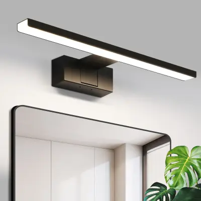 NETTLIFE črna sodobna LED svetilka za kopalniško ogledalo ali omaro, 40 × 5,1 × 12,8 cm, največ 8 W, 4000 K, IP44