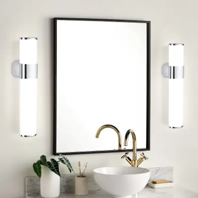 NETTLIFE komplet 2 kromiranih sodobnih kopalniških LED svetilk za ogledalo, 30 cm, 6 W, 4000 K, nevtralno bela, IP44