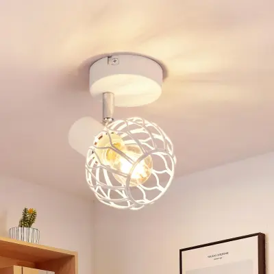 NETTLIFE bela kovinska stropna ali stenska reflektorska svetilka E14, nastavljiva do 350°, za kuhinjo ali spalnico, brez žarnice
