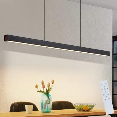 NETTLIFE črna linearna zatemnilna LED viseča svetilka, 108 cm, 37 W, sodobna CCT-osvetlitev za jedilnico, z daljinskim upravljalnikom
