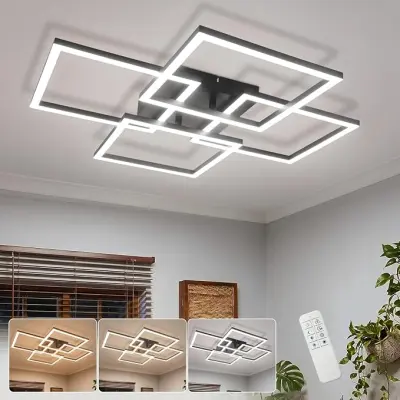NETTLIFE LED stropna svetilka: 58cm svetilka za dnevno sobo, 43 W zatemnljiva kuhinjska svetilka