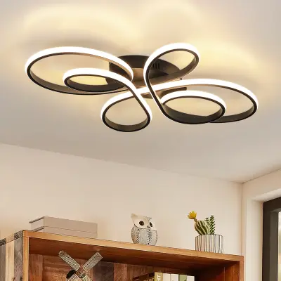 NETTLIFE črna LED stropna svetilka, 40 cm, 30 W, 3000 K, za dnevno sobo in spalnico