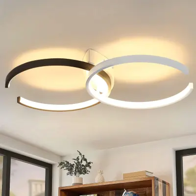 NETTLIFE sodobna črno-bela LED stropna svetilka 54 cm, 24 W, 3000 K, toplo bela, za dnevno sobo, spalnico, kuhinjo ali otroško sobo