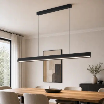 NETTLIFE linearna LED viseča svetilka, 34 W, mat črna, iz aluminijeve zlitine, IP20, z nastavljivo višino, za jedilnico, kuhinjo ali pisarno