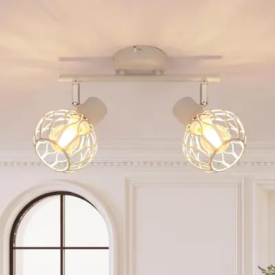 Dvoglava LED stropna svetilka Nettlife – vtičnica E14, vrtenje 350° | Siva kovinska stropna svetilka, notranja svetilka (žarnica ni priložena)