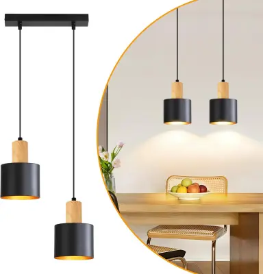 NETTLIFE LED Stropna Svetilka 60W 50cm Črn Les, Zatemnilna Obročasta s Pomnilnikom za Pisarno