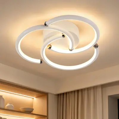 NETTLIFE sodobna bela LED stropna svetilka z obročem, 24 W, 3000 K, za hodnik, jedilnico, otroško sobo ali pisarno