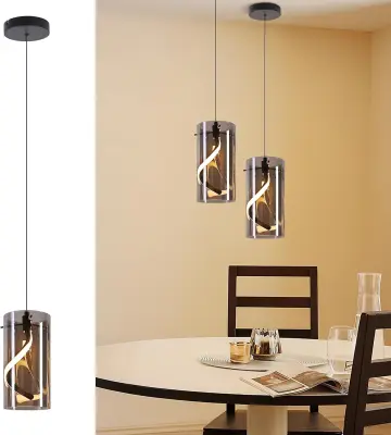 NETTLIFE vintage LED viseča svetilka iz dimljenega stekla, 8 W, 3000 K, toplo bela, z 1 svetlobnim virom, za jedilno mizo