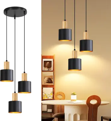 NETTLIFE LED Stropna Svetilka 44W Črn Les, Zatemnilna Obročasta Svetilka s Pomnilnikom za Spalnico
