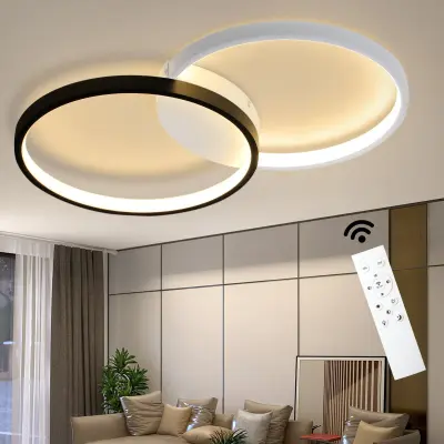 NETTLIFE sodobna črna LED stropna svetilka 50 cm, 45 W, 3000–6000 K, zatemnilna, kovinska, z daljinskim upravljalnikom