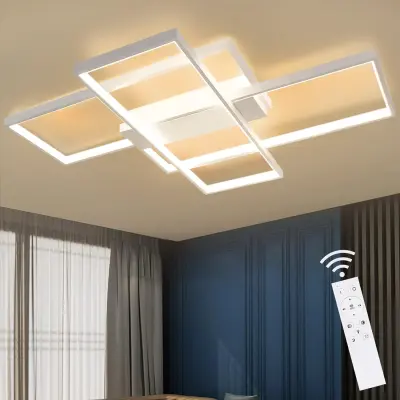 NETTLIFE bela geometrijska LED stropna svetilka, sodobna in zatemnilna, z daljinskim upravljalnikom