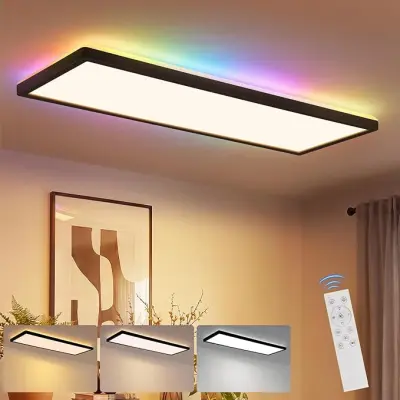 NETTLIFE LED stropna svetilka: 58 cm svetilka za dnevno sobo, 24W zatemnljiva kuhinjska svetilka