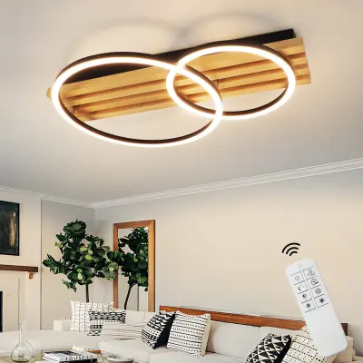 NETTLIFE zatemnilna LED stropna svetilka, 55 cm, 36 W, sodobna zasnova z 2 obročema, za spalnico, z daljinskim upravljalnikom