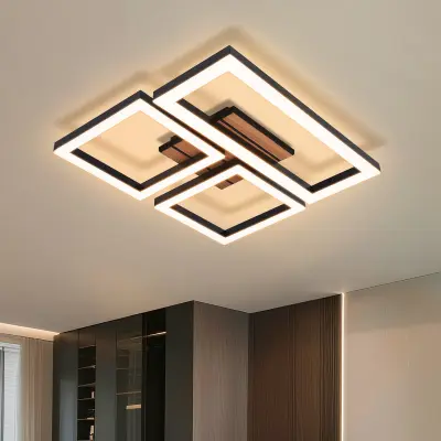NETTLIFE LED Stropna Svetilka 21W Moderna Črna Videz Lesa, 3000K Toplo Bela za Kuhinjo