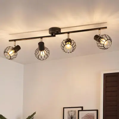 Nettlife ZMH 4-lučna LED stropna svetilka (črna) - kovinska stropna svetilka E14, nastavljiva 350° (žarnica ni priložena)