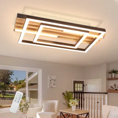 NETTLIFE 34W 38cm zatemnljiva LED stropna svetilka, moderna kvadratna kovinska svetilka z daljinskim upravljalnikom in pomnilnikom za dnevno sobo