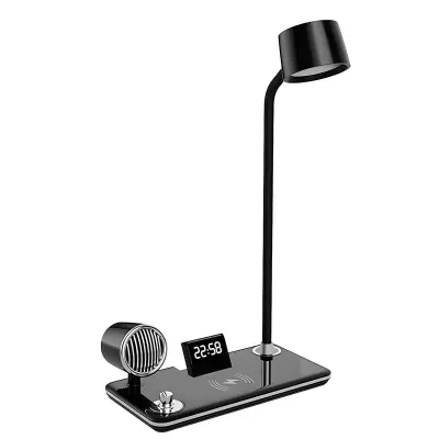 LED namizna svetilka 3-v-1 z Bluetooth zvočnikom in polnilno postajo