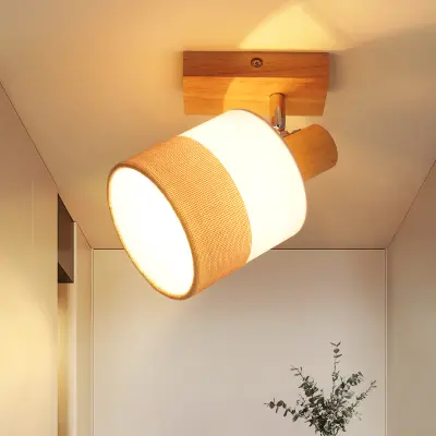 NETTLIFE vtična LED stropna svetilka z enojnim plamenom, hodniška svetilka – lesena stropna luč z vtičnico E14, vintage, 350° vrtenje, retro st