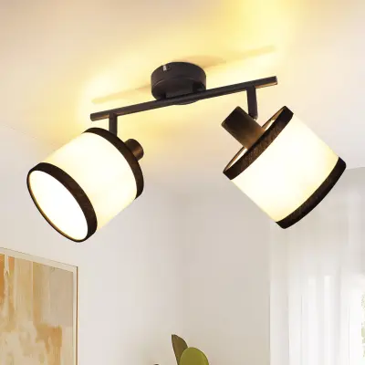 NETTLIFE stropna svetilka v črni barvi, hodniška svetilka, 2 žarnice - LED stropni reflektorji E14, tkani stropni okras, nastavljiv