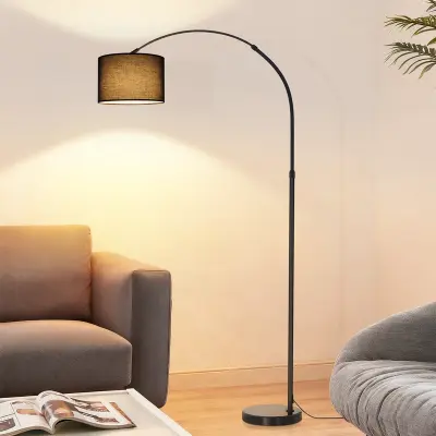 NETTLIFE Stojalo za bralno svetilko z blaznim senčnikom Ø30 cm - 181 cm visoka stoječa svetilka z marmornim podstavkom Ø26 cm, vijak E27