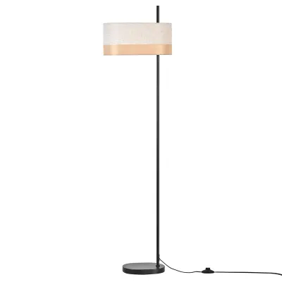 NETTLIFE Stojalo Lamp v Vintage Slogu - Stoječa Tkaninska Uta z Belim Ostankom, E27 Vijak, Nožni Stikalo, Rustikalno Retro za Spalnico (Brez Sijalke