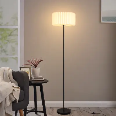 NETTLIFE stolpna svetilka vintage - stolpna svetilka za dnevno sobo s papirnatim belim senčnikom, stolpna svetilka za dnevno sobo z žarnico G9