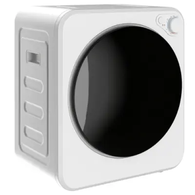 Mini sušilni stroj za perilo 4 kg, 5 programov do 60 ℃, 800 W/400 W, bela, boben iz nerjavečega jekla, reverzibilen