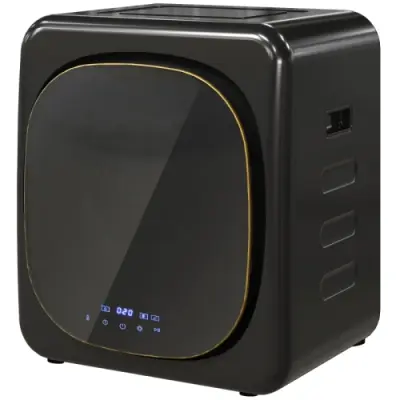 Mini sušilni stroj za perilo 4 kg, črn, 800 W, LED zaslon na dotik, 6 programov, do 60 °C, zaščita pred pregrevanjem, stenska montaža