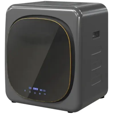 Mini sušilni stroj za perilo 4 kg, siv, 800 W, LED zaslon na dotik, 6 programov, do 60 °C, zaščita pred pregrevanjem, stenska montaža