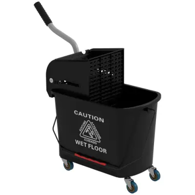 Čistilni voziček 20 L, črn, vedro z ožemalnikom, 2 komori, voziček za mop, učinkovito čiščenje